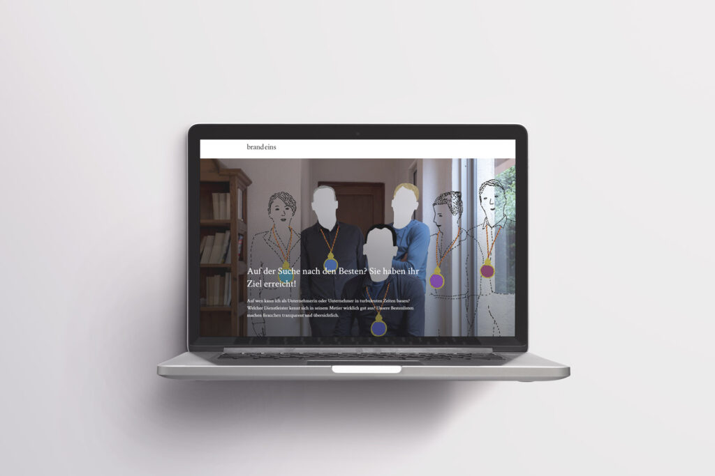 Laptop mit geöffneter Brand Eins Website