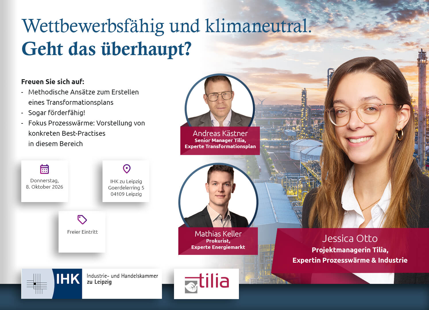 Keynote Grafik mit Daten zur Veranstaltung und BIldern der Speaker Mathias Keller, Jessica Otto und Andreas Kästner