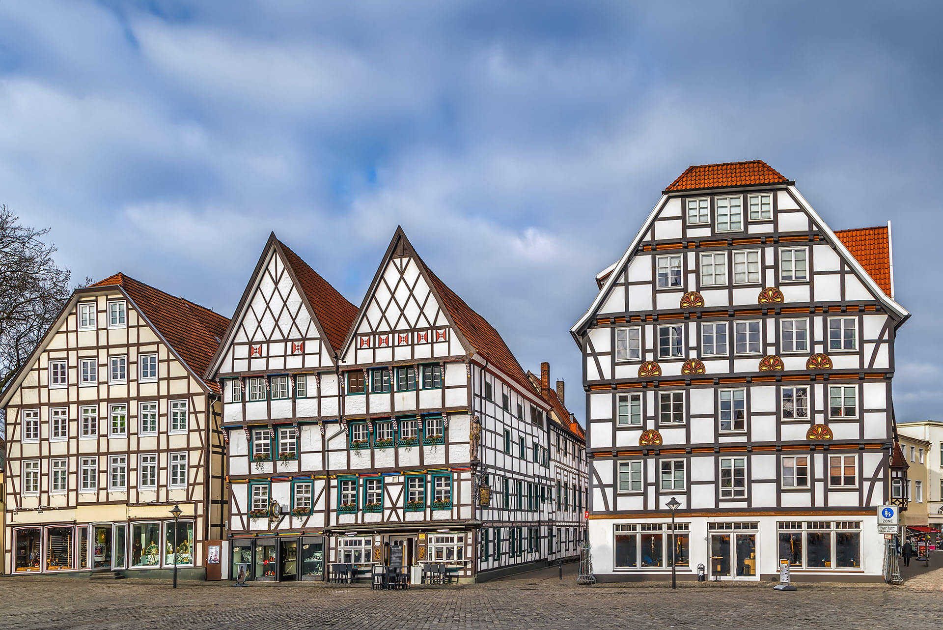 Blick auf Pittoreske Fachwerkhäuser in Soest